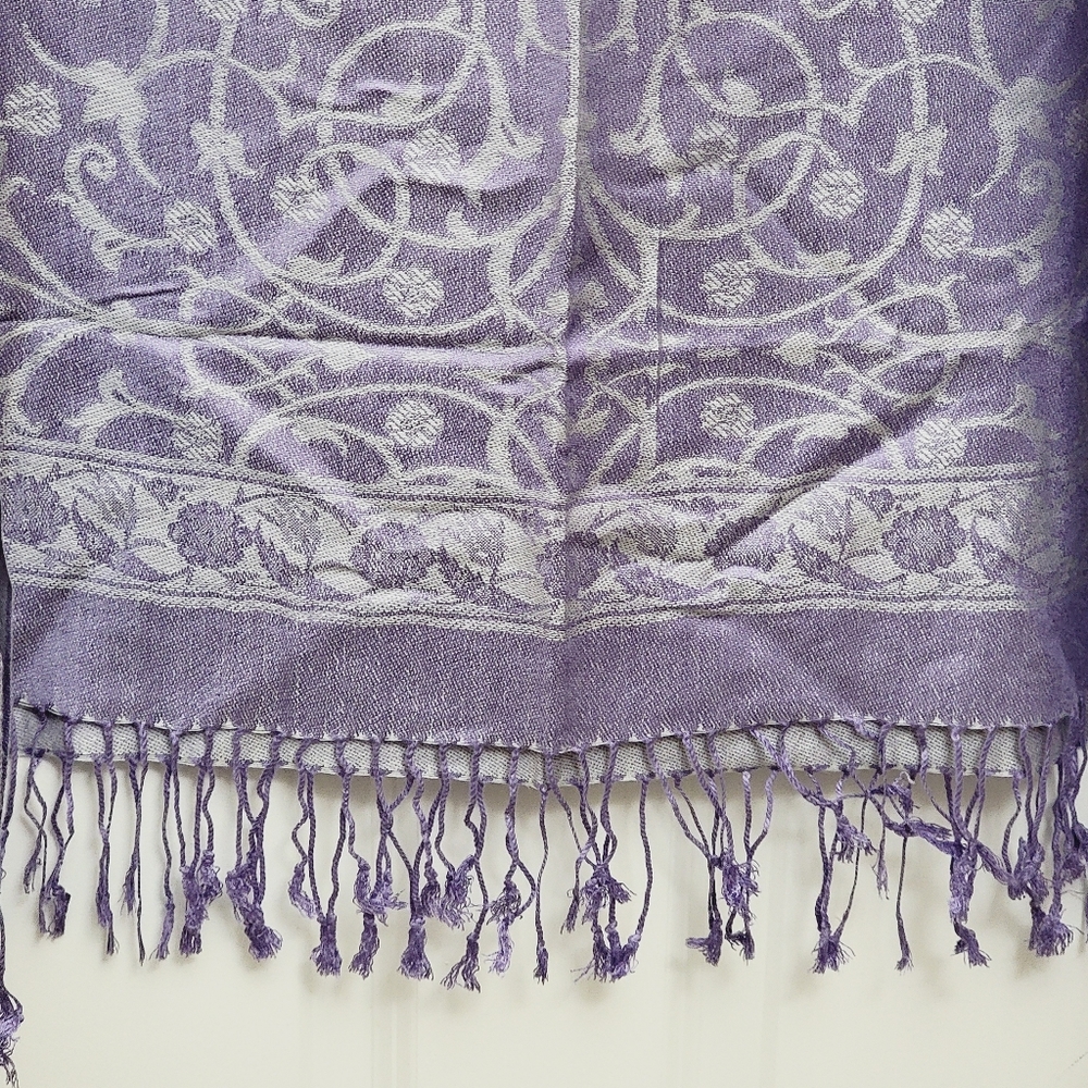 TURKISH long wrap/scarf in Swirl print, 2 tone Pashmina - Picture 5 of 7